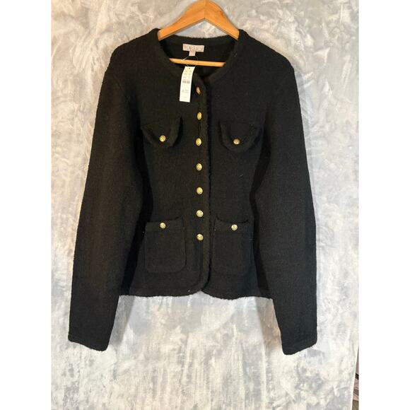 NWT J. Crew Lady Jacket Textured Merino Wool Cardigan XL Gold Buttons Preppy - Picture 4 of 15